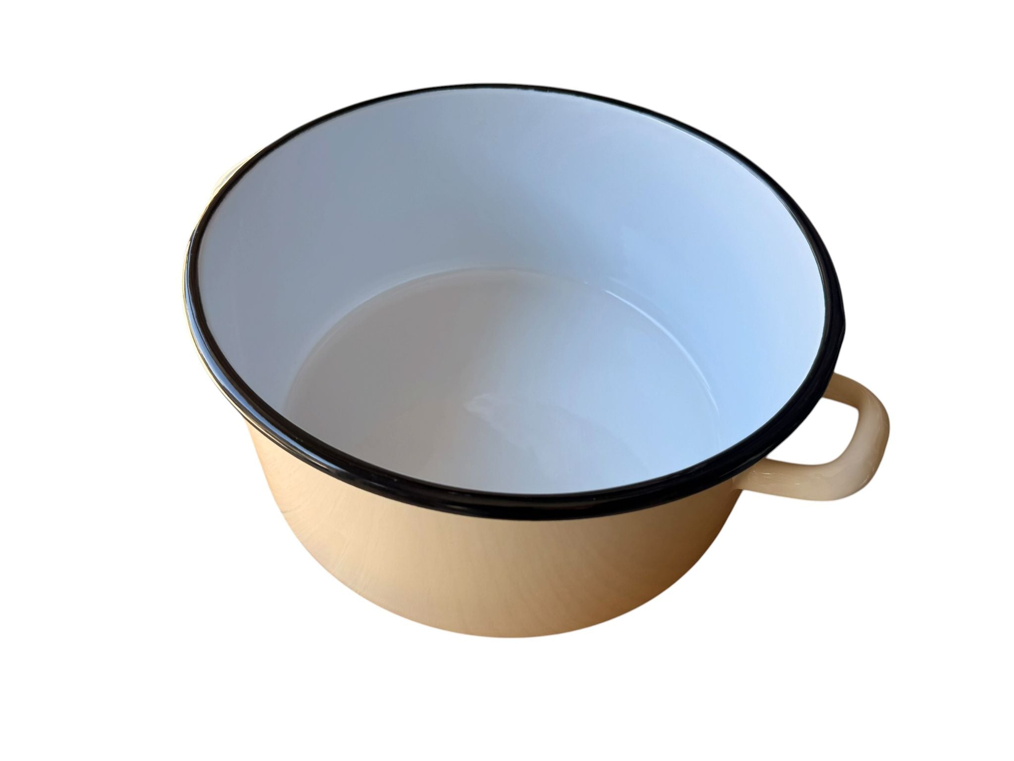 Cratita emailata cu capac 9.5L 30 cm culoare crem