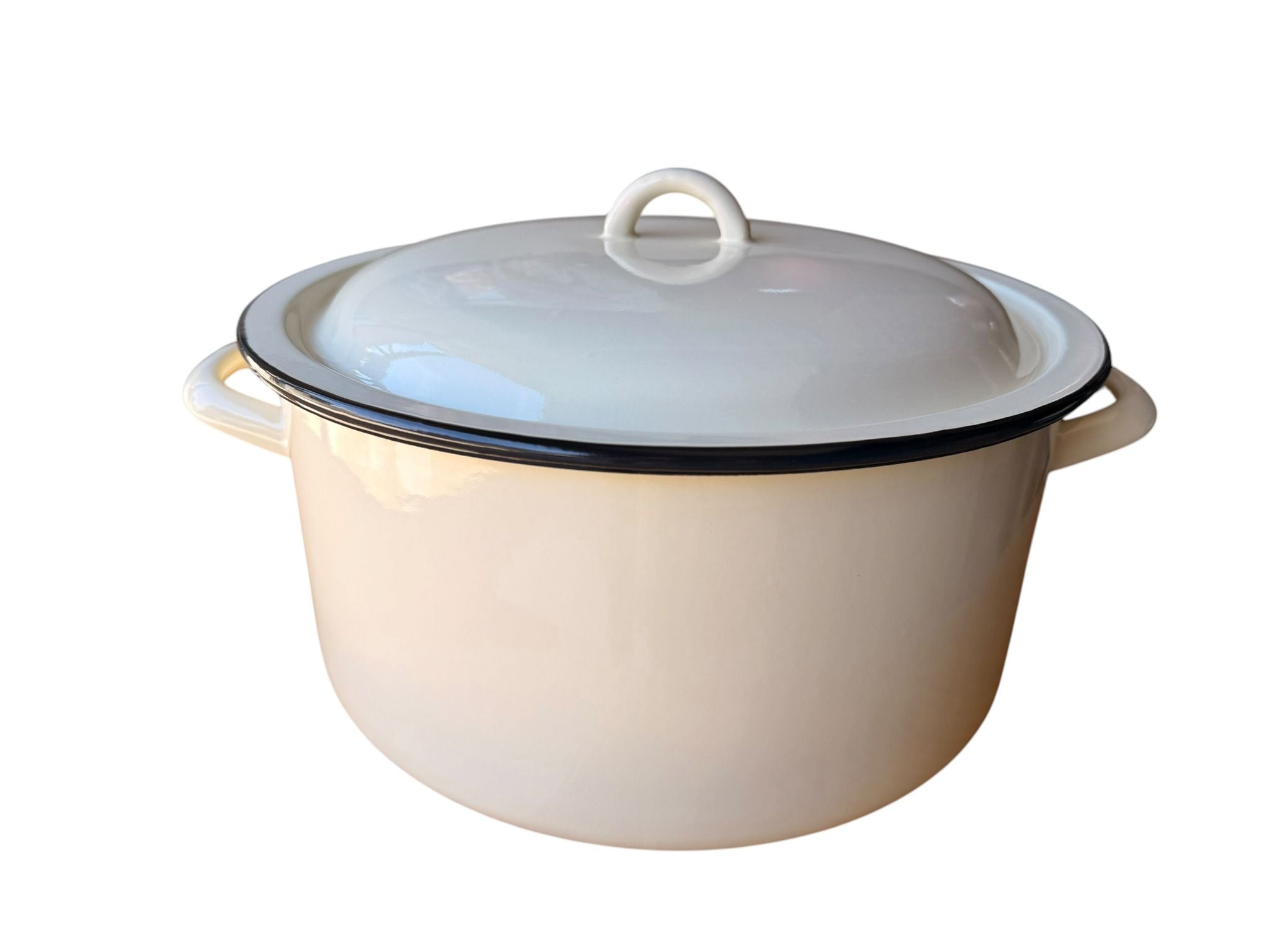 Cratita emailata cu capac 9.5L 30 cm culoare crem