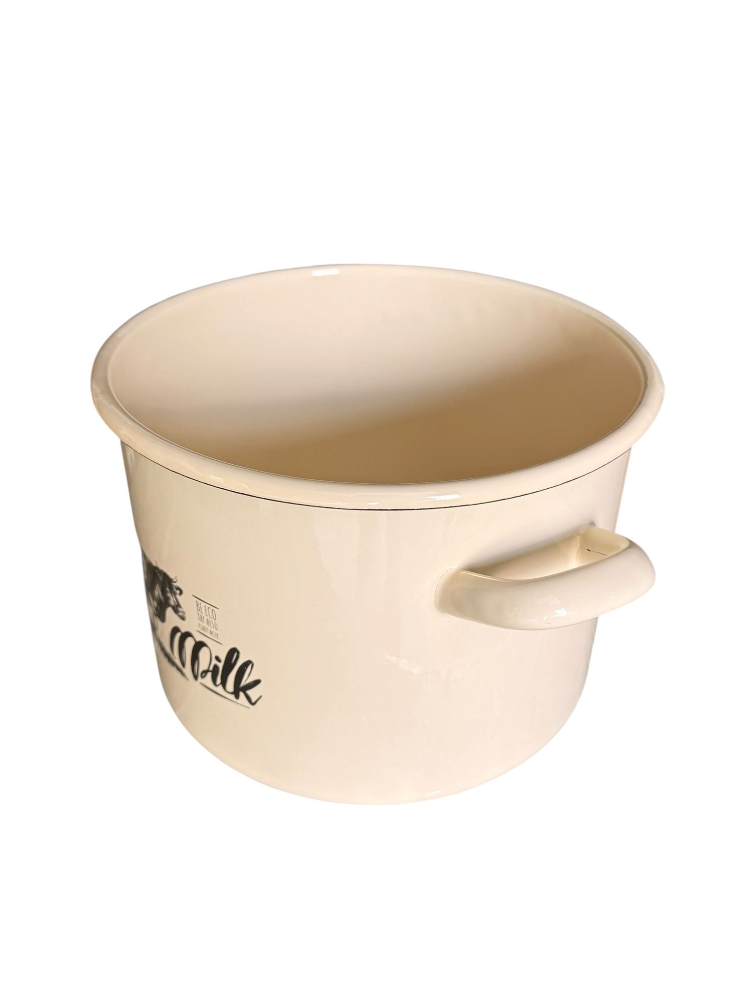 Oala emailata cu capac 6.5L 22 cm model Milk culoarei crem