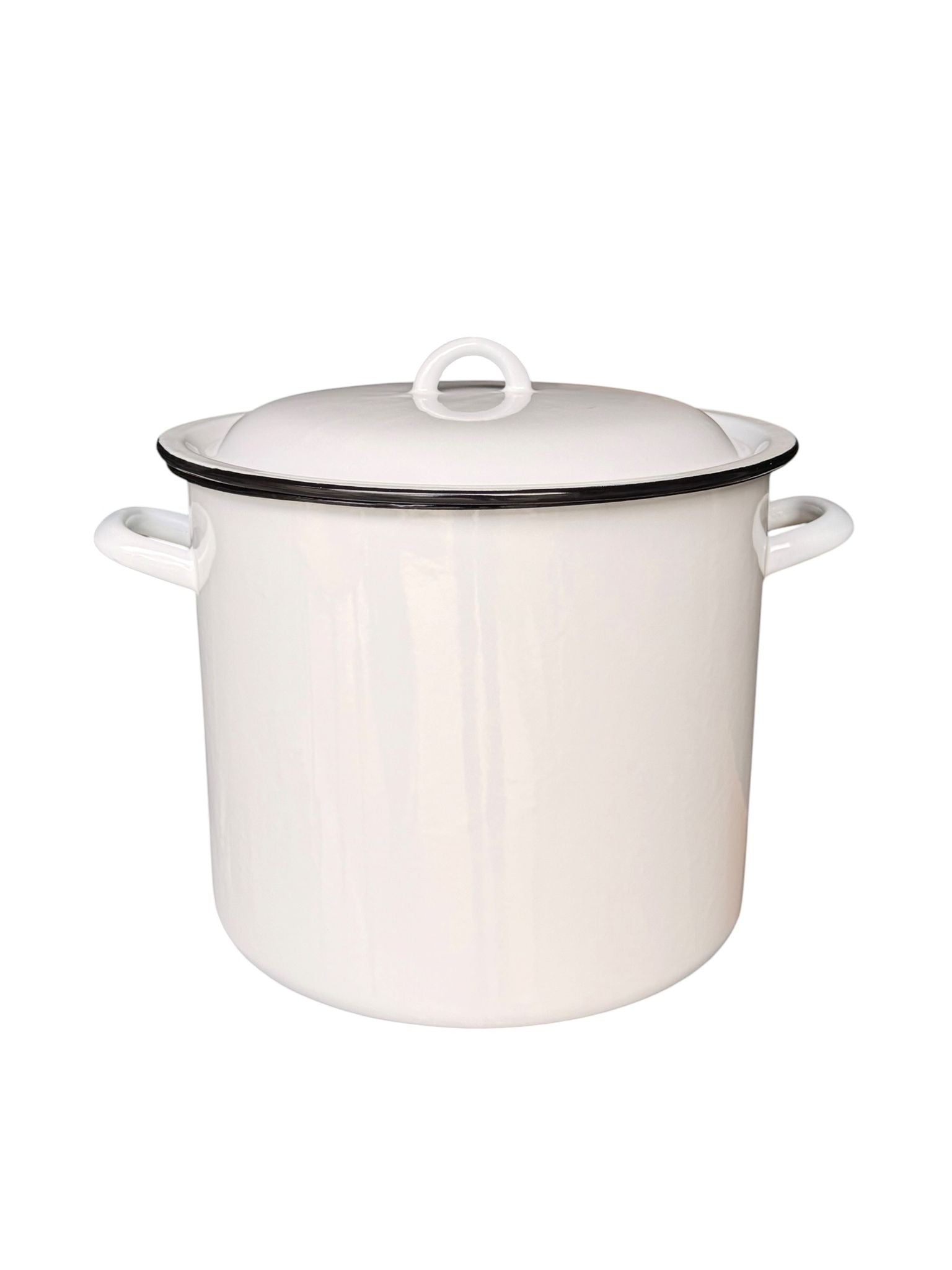Oala emailata cu capac 15L 28 cm culoare alba