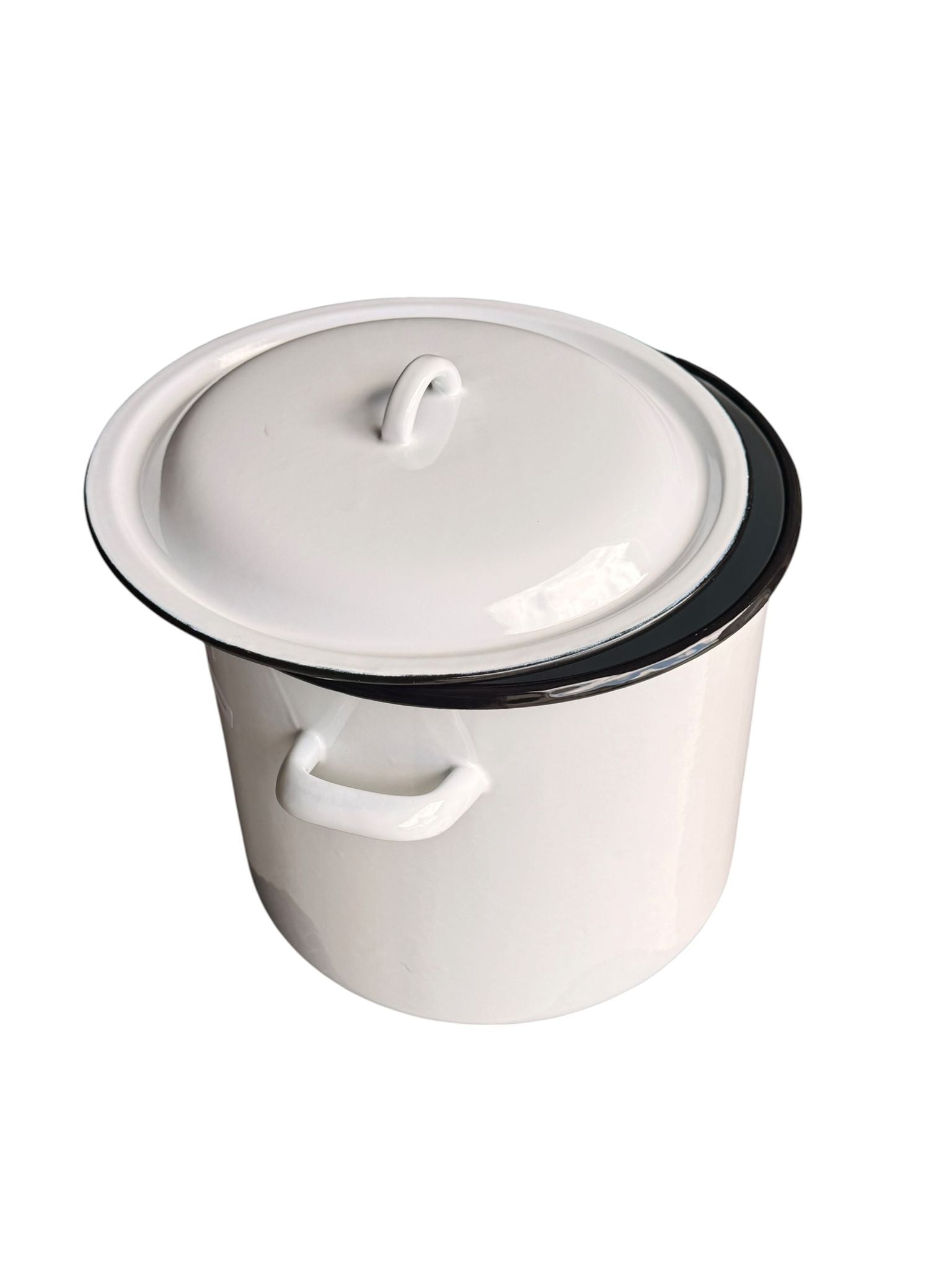 Oala emailata cu capac 15L 28 cm culoare alba