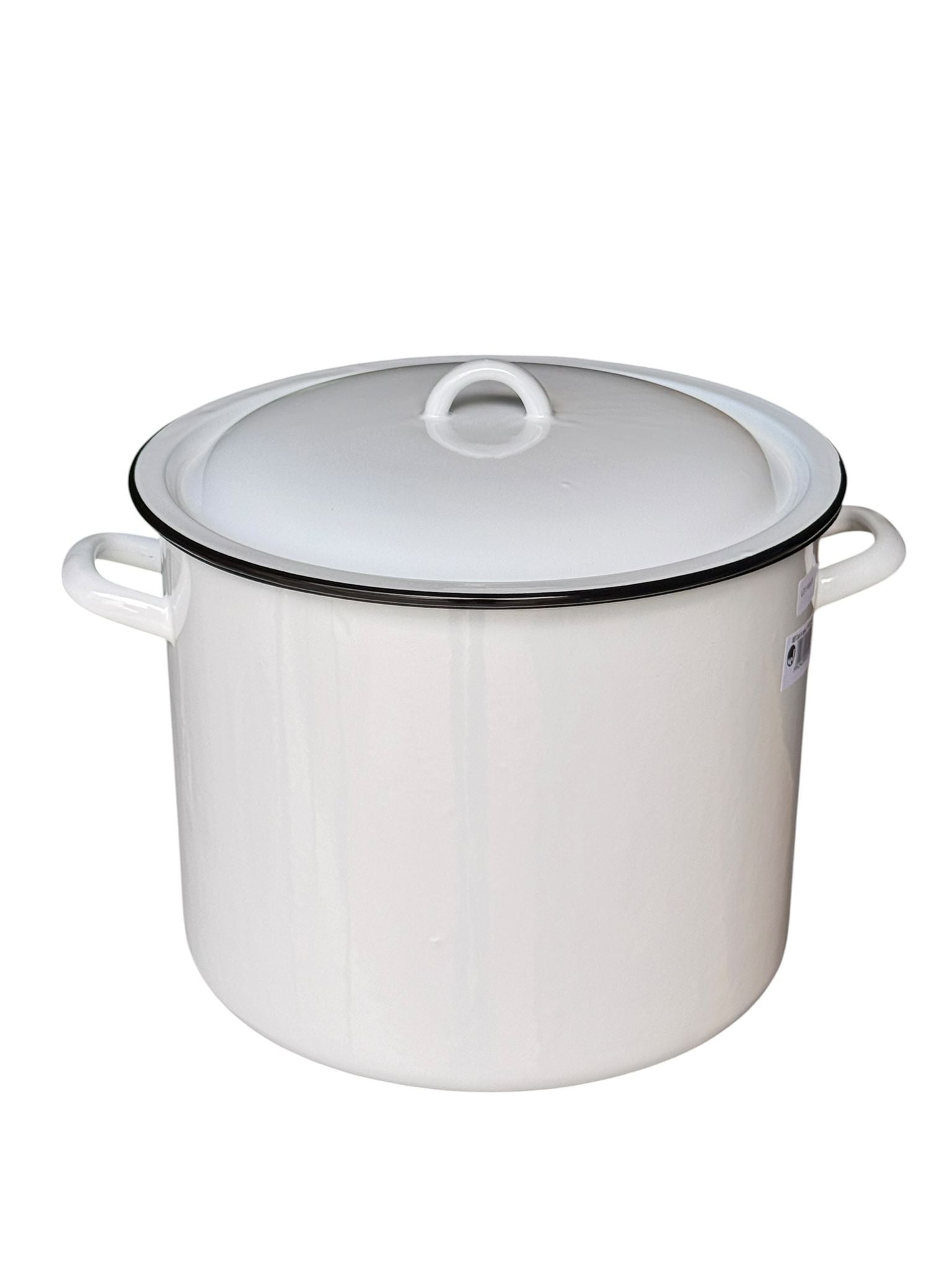 Oala emailata cu capac 18L 30 cm culoare alba