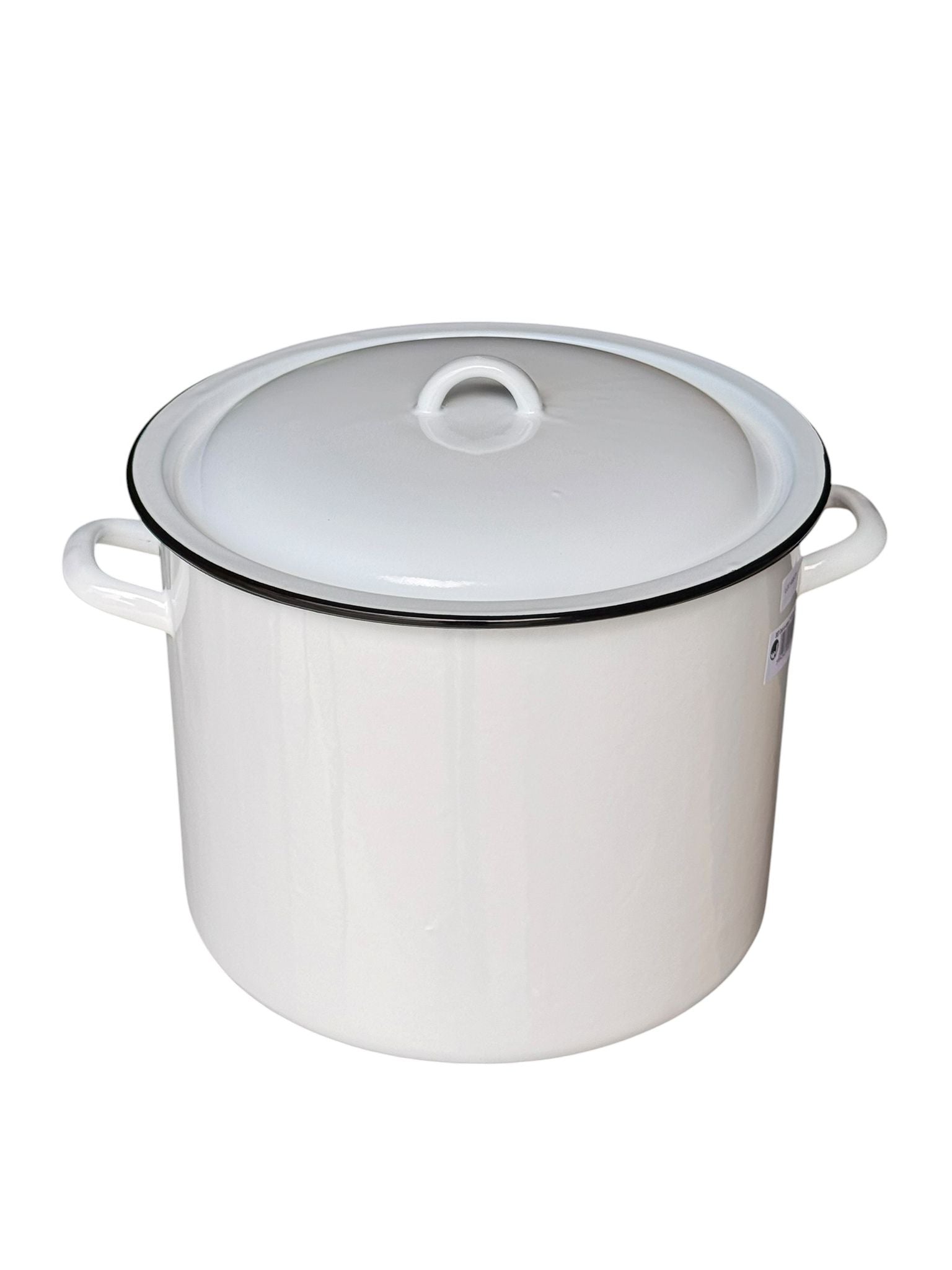 Oala emailata cu capac 18L 30 cm culoare alba