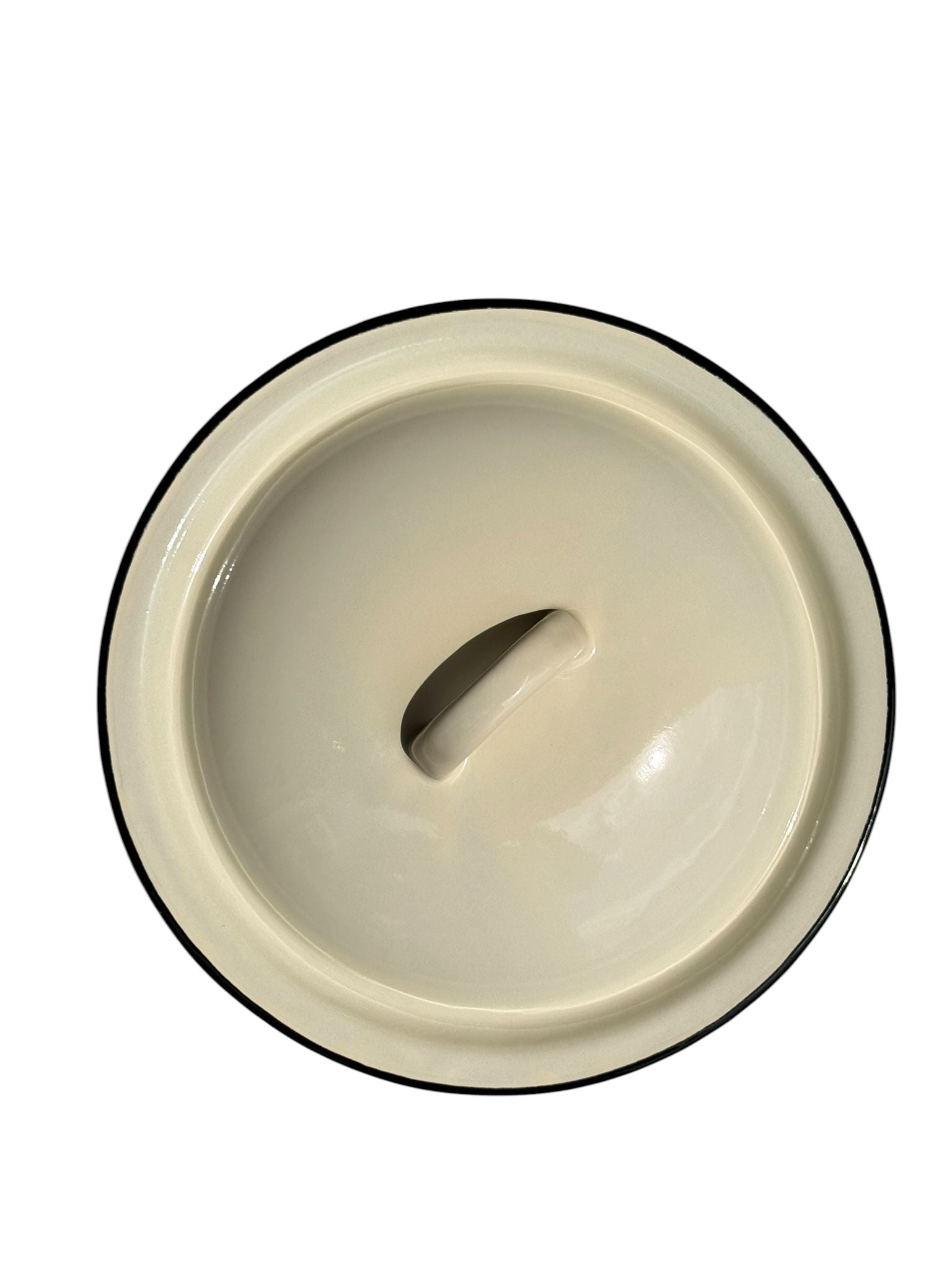 Oala emailata cu capac 6L 20 cm model geometric crem