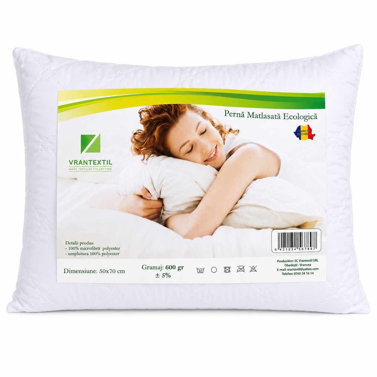 Perna Matlasata Ecologica 50x70 cm Alba 600g Moale si Confortabila