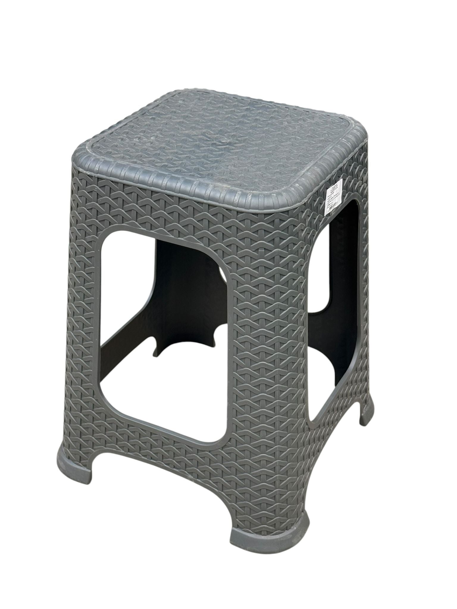Taburet Tip Ratan Gri Plastic Rezistent Pentru Interior si Exterior