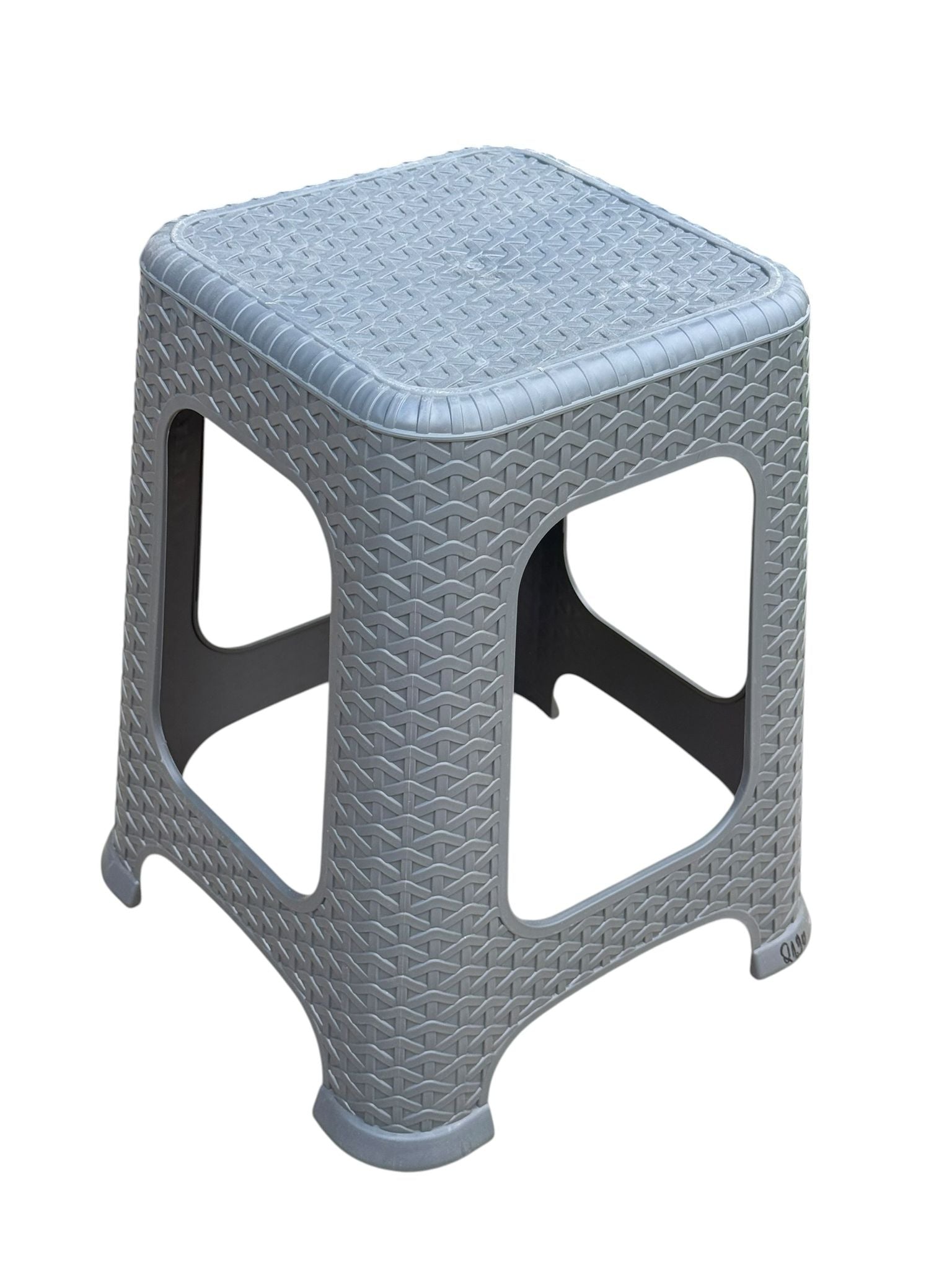 Taburet Tip Ratan Gri Plastic Rezistent Pentru Interior si Exterior