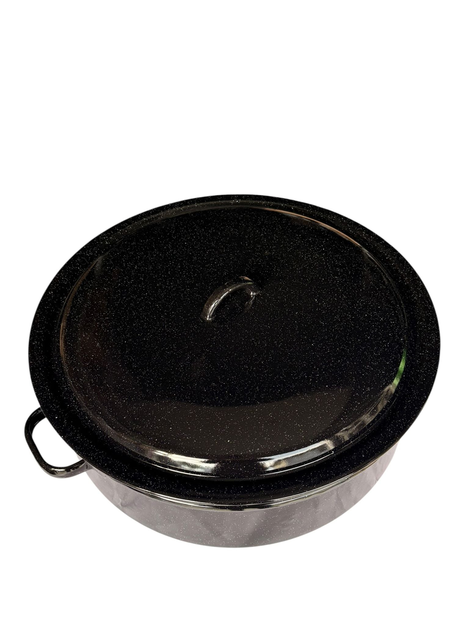 Cratita Emailata cu Capac 20L Neagra Tabla Emailata 43 cm