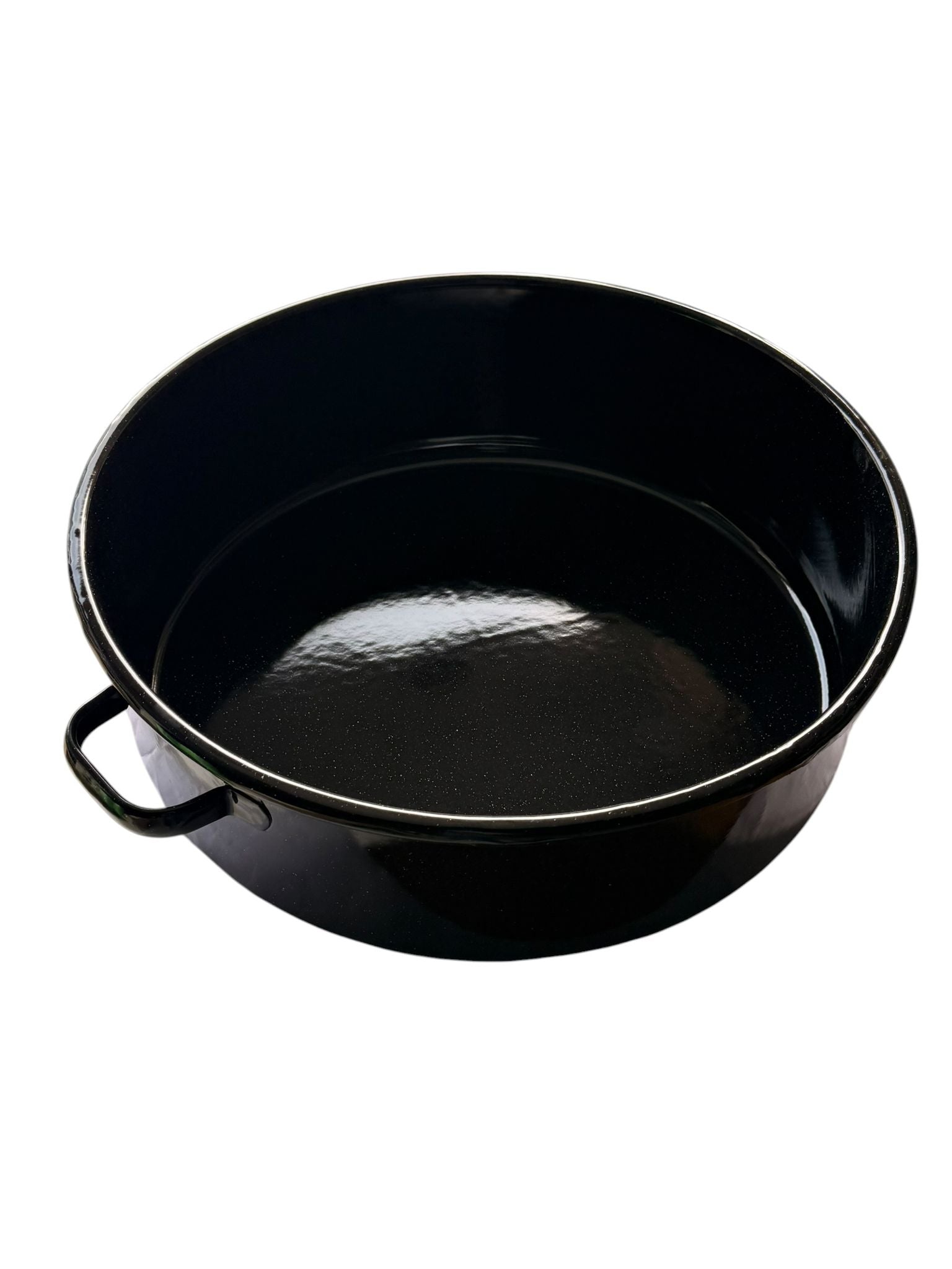 Cratita Emailata cu Capac 20L Neagra Tabla Emailata 43 cm