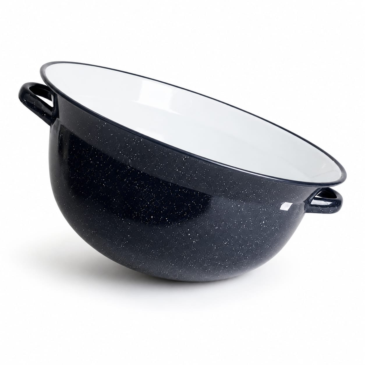 Castron cu torti emailat 42 cm negru cu puncte albe otel emailat fabricat in Romania