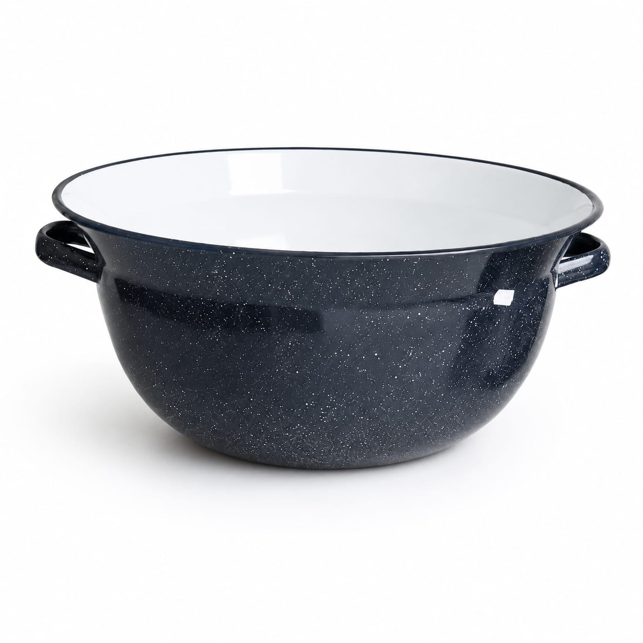 Castron cu torti emailat 42 cm negru cu puncte albe otel emailat fabricat in Romania
