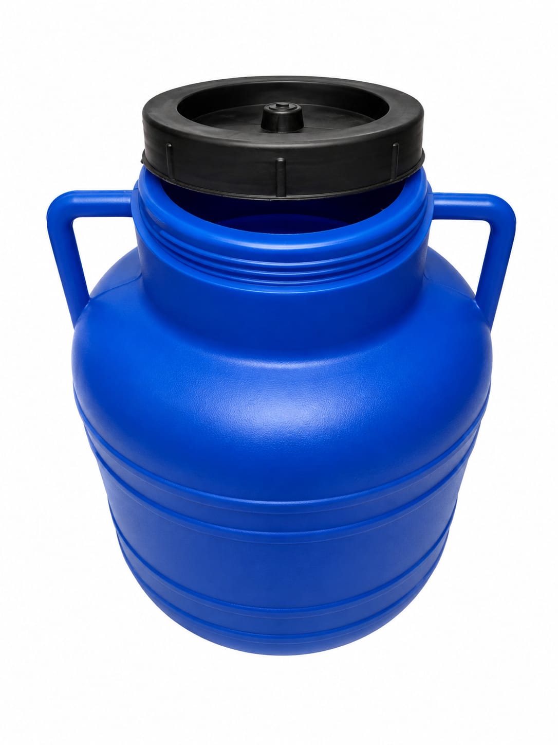 Bidon alimentar din plastic cu capac filetat si manere, 20 litri, albastru