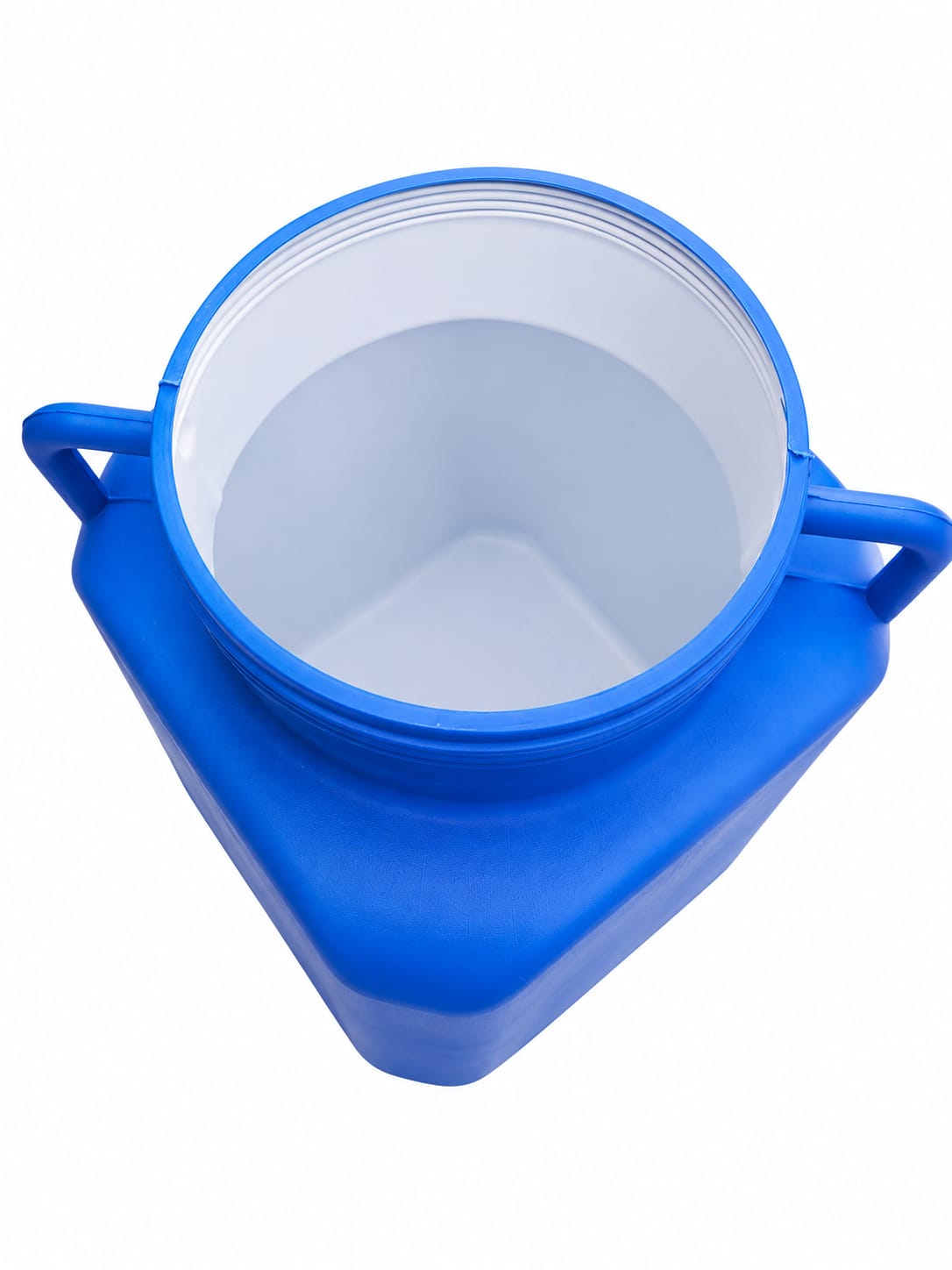 Bidon alimentar patrat din plastic cu capac filetat si manere, 60 litri, albastru