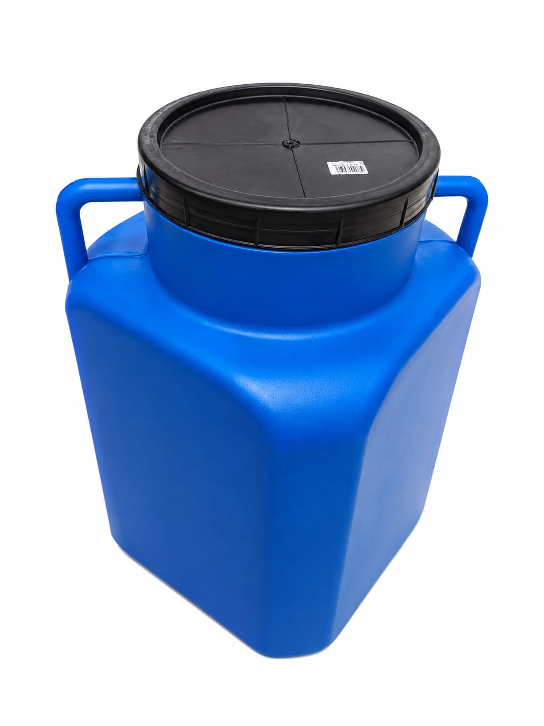 Bidon alimentar patrat din plastic cu capac filetat si manere, 60 litri, albastru