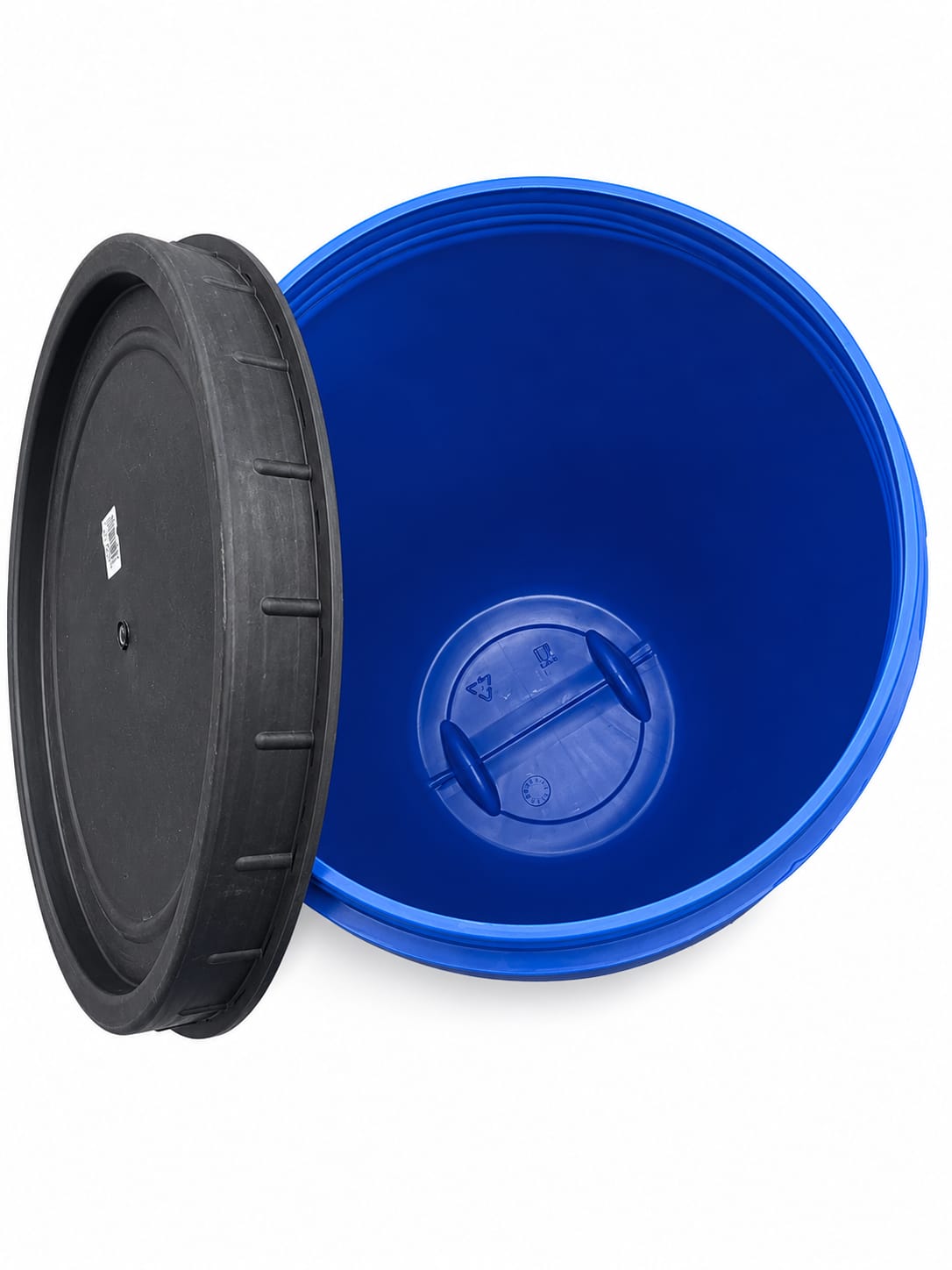 Bidon alimentar din plastic cu capac filetat, 220 litri, albastru