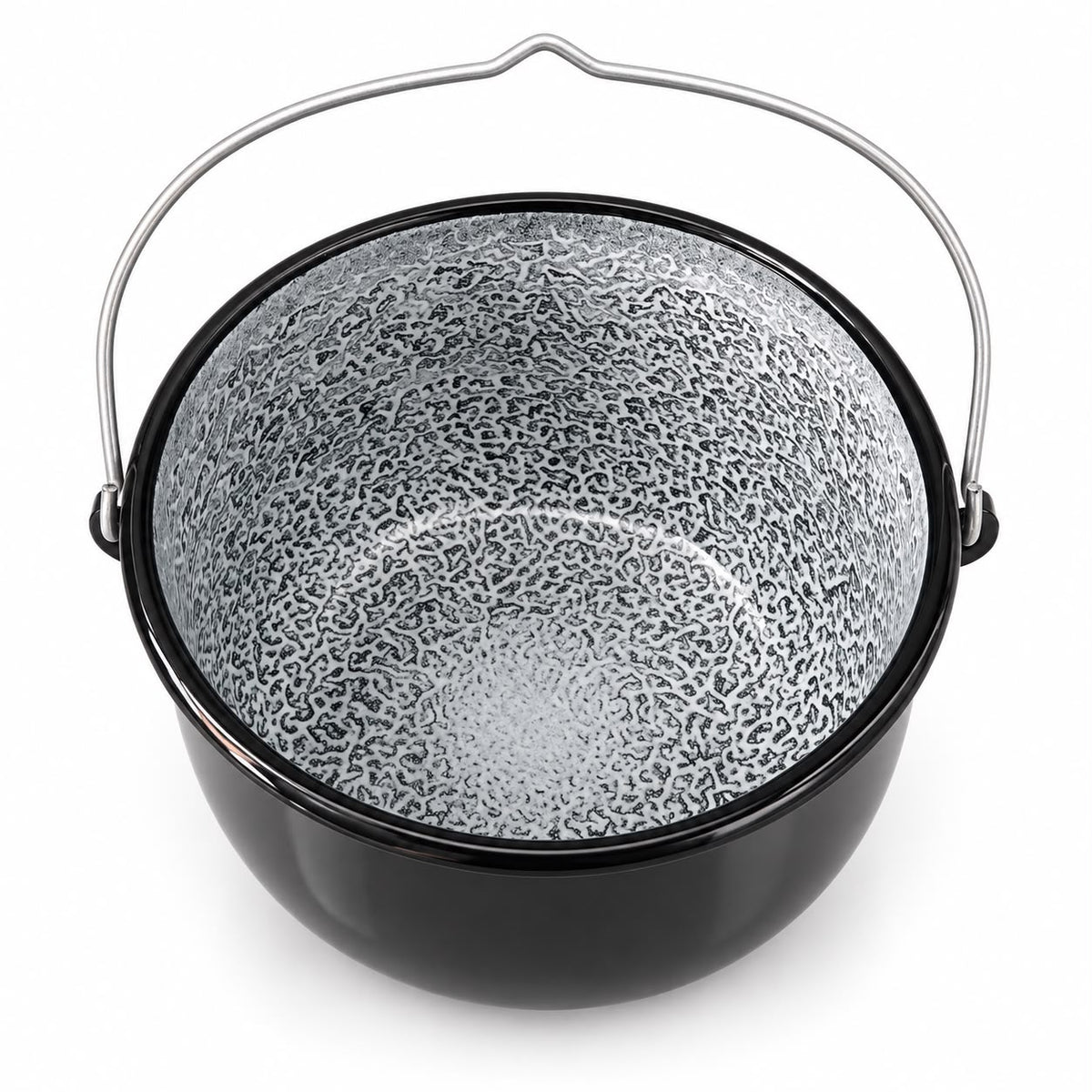 Ceaun marmorat 3,5 litri, diametru 20 cm, cu maner metalic, negru
