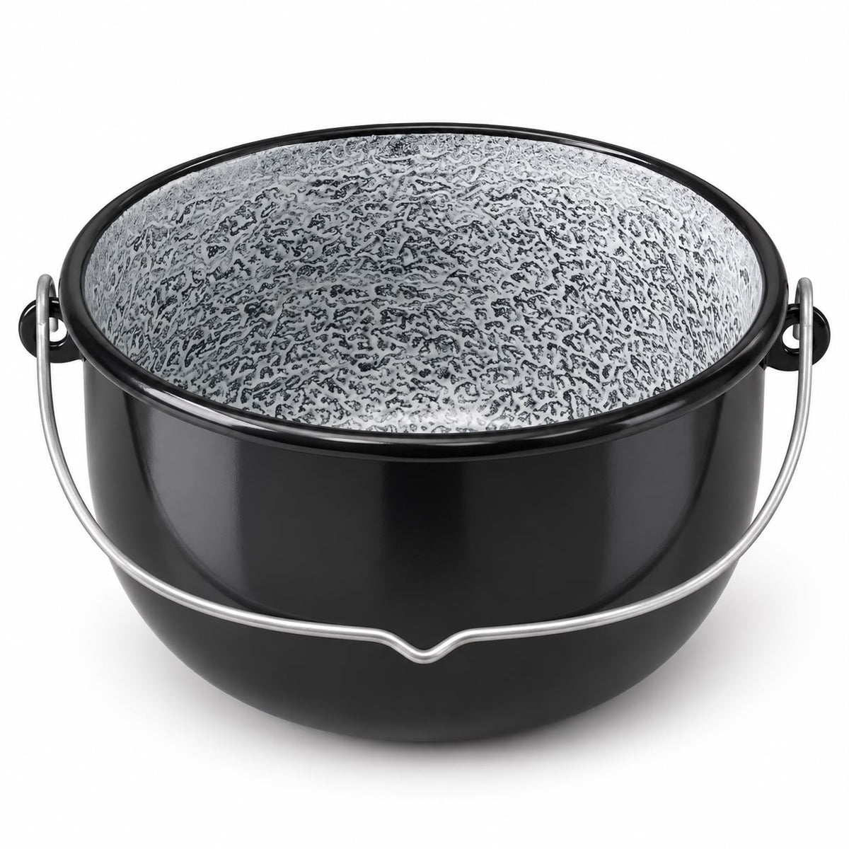 Ceaun marmorat 3,5 litri, diametru 20 cm, cu maner metalic, negru