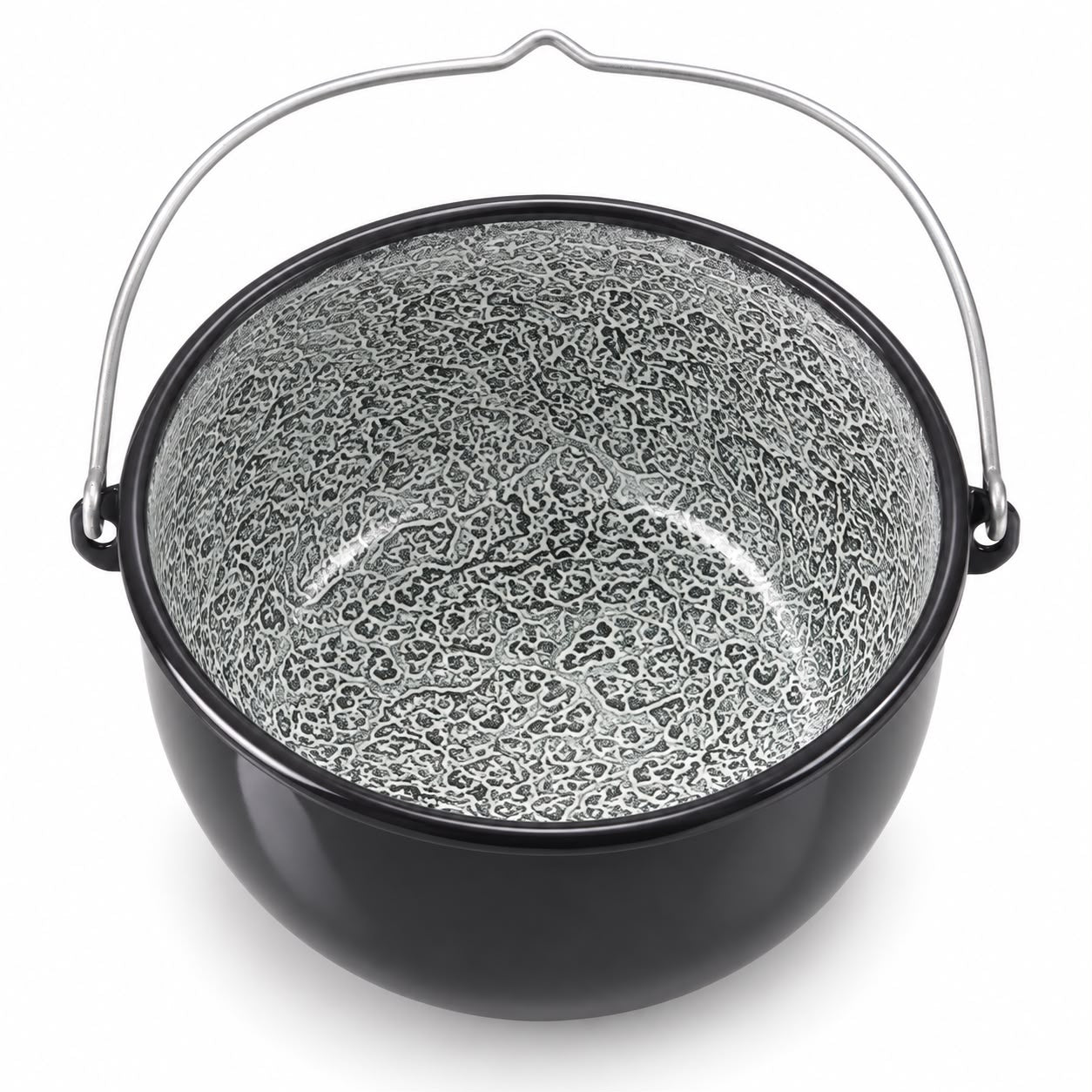 Ceaun marmorat 4,5 litri, diametru 22 cm, cu maner metalic, negru