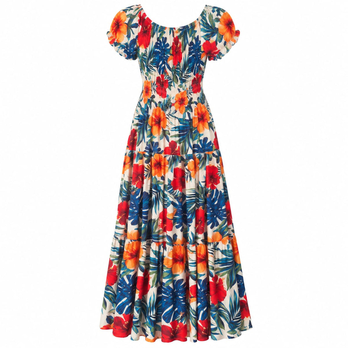Rochie lunga cu imprimeu tropical, 3XL/4XL - Lichidare stoc