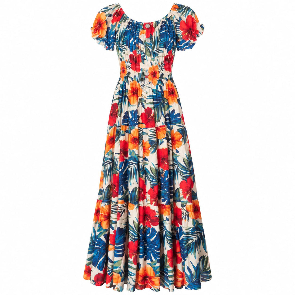 Rochie lunga cu imprimeu tropical, 3XL/4XL - Lichidare stoc