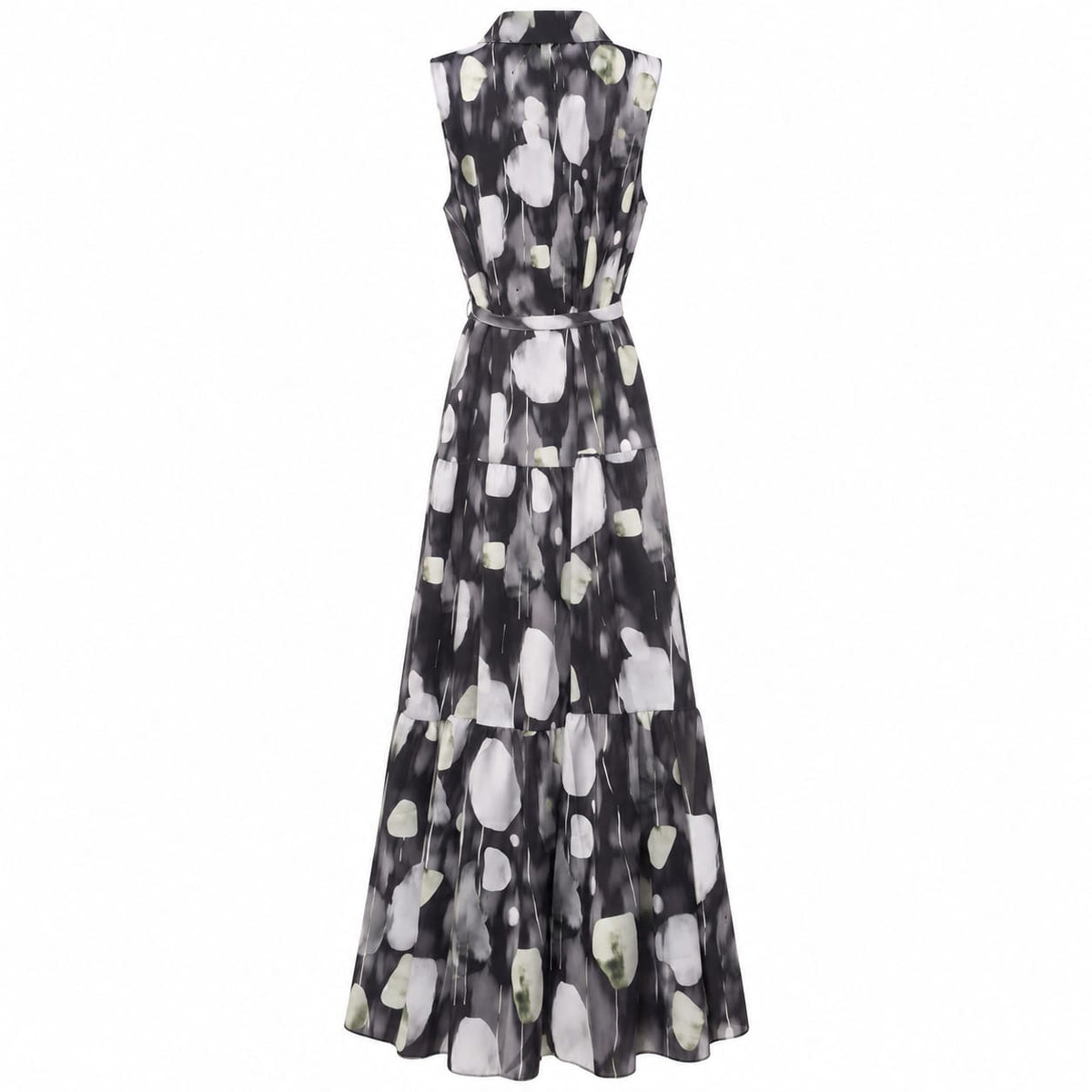 Rochie lunga tip camasa, imprimeu abstract, XL/XXL - Lichidare stoc