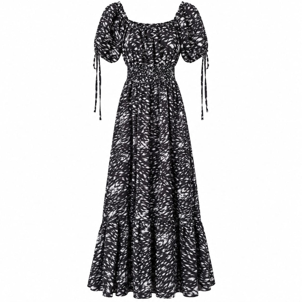 Rochie lunga cu imprimeu alb-negru, marime unica - Lichidare stoc