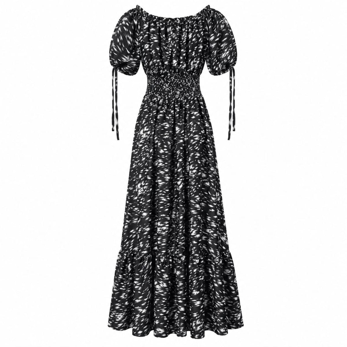 Rochie lunga cu imprimeu alb-negru, marime unica - Lichidare stoc