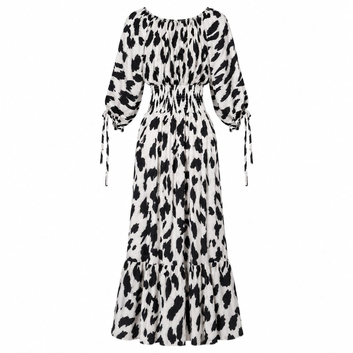 Rochie lunga cu imprimeu alb-negru, XL/XXL - Lichidare stoc