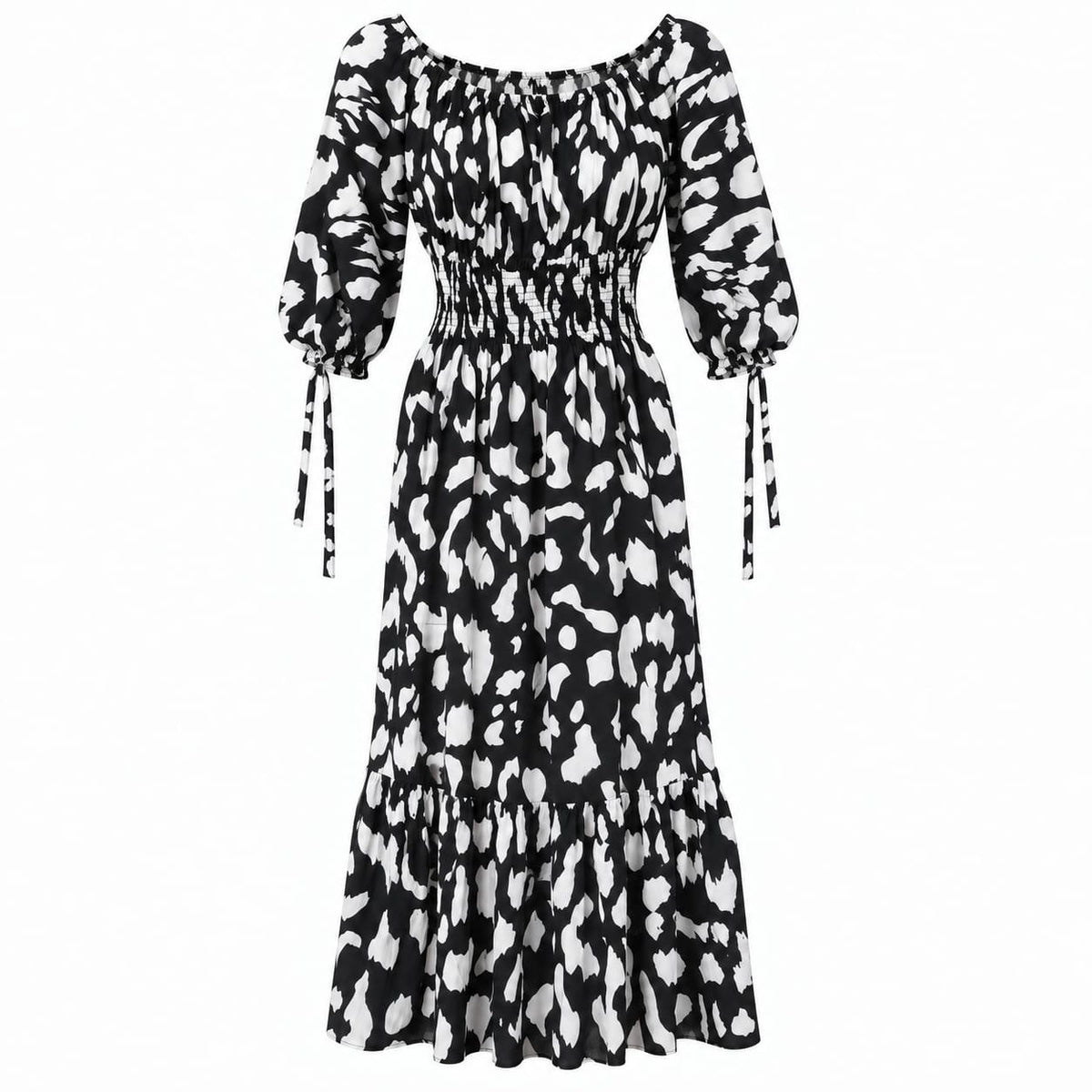 Rochie lunga alb-negru M/L la oferta - Lichidare stoc