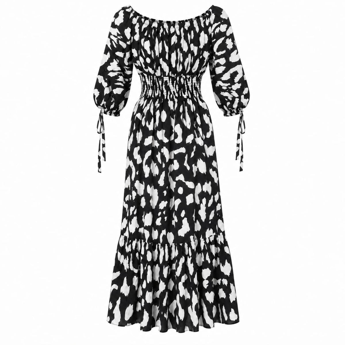Rochie lunga alb-negru M/L la oferta - Lichidare stoc