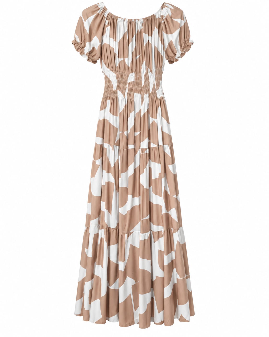Rochie lunga bej-alb 3XL/4XL la oferta - Lichidare stoc