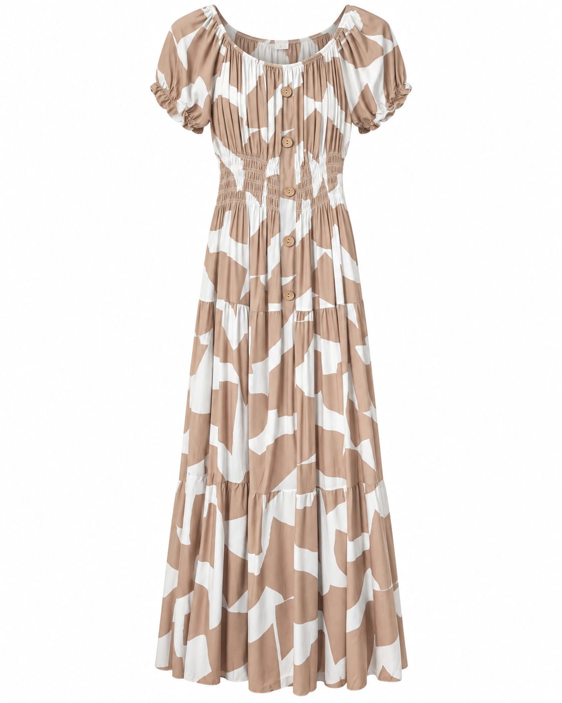Rochie lunga bej-alb 3XL/4XL la oferta - Lichidare stoc