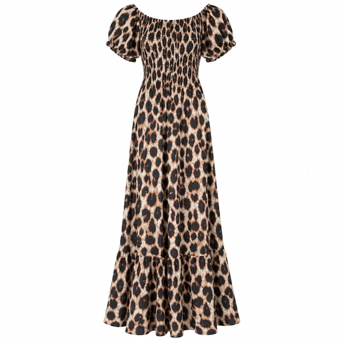 Rochie lunga de vara dama cu imprimeu animal print, marime XL/XXL - Lichidare stoc