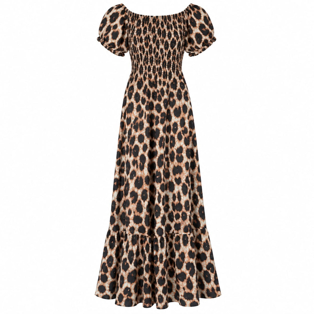 Rochie lunga de vara dama cu imprimeu animal print, marime XL/XXL - Lichidare stoc