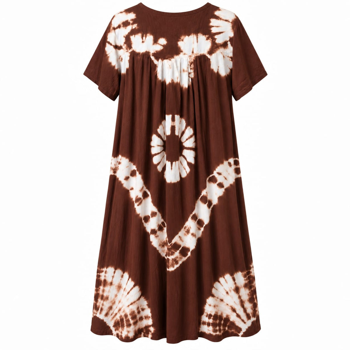 Rochie lunga dama maro-alb din vascoza, marimi 4XL, 5XL - Lichidare de stoc