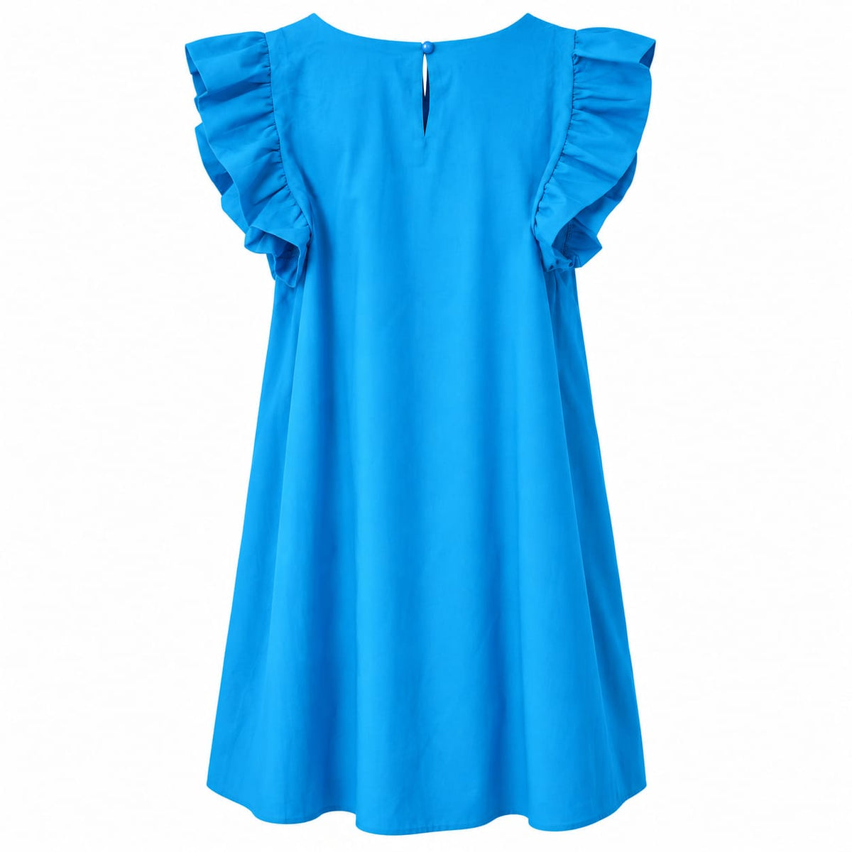 Rochie dama albastra cu volane, marimi L si XL - Lichidare stoc