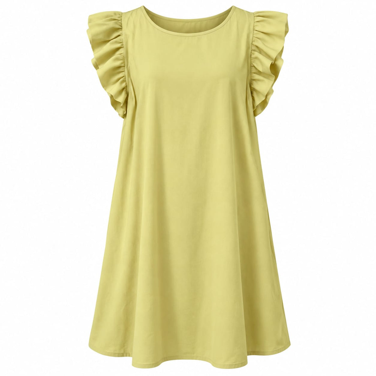 Rochie dama verde fistic cu volane, M si XL - Lichidare stoc