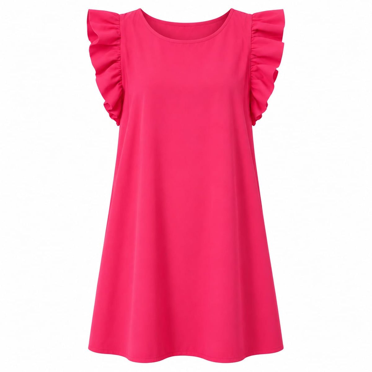 Rochie dama roz fucsia cu volane, marimea L - Lichidare stoc