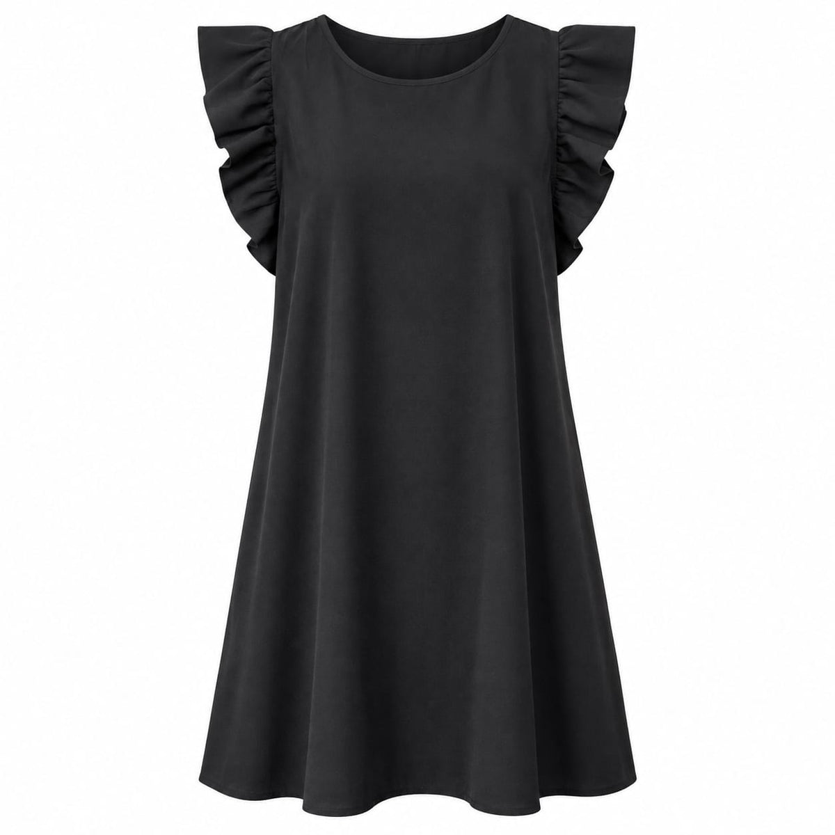 Rochie dama neagra cu volane, marimi L si XL - Lichidare stoc