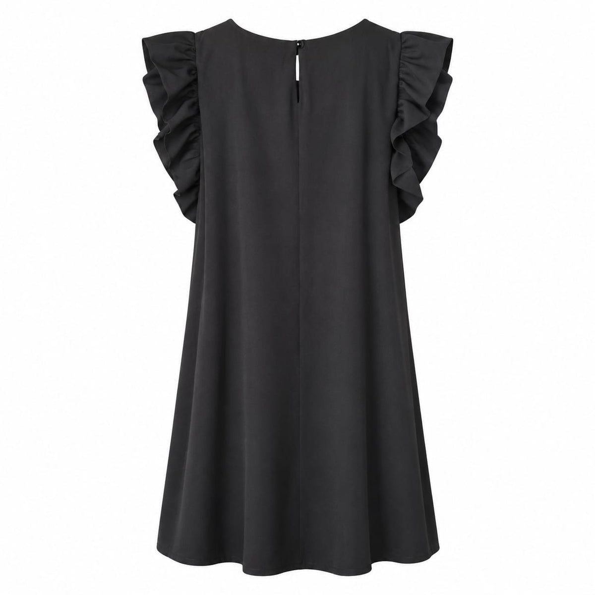 Rochie dama neagra cu volane, marimi L si XL - Lichidare stoc