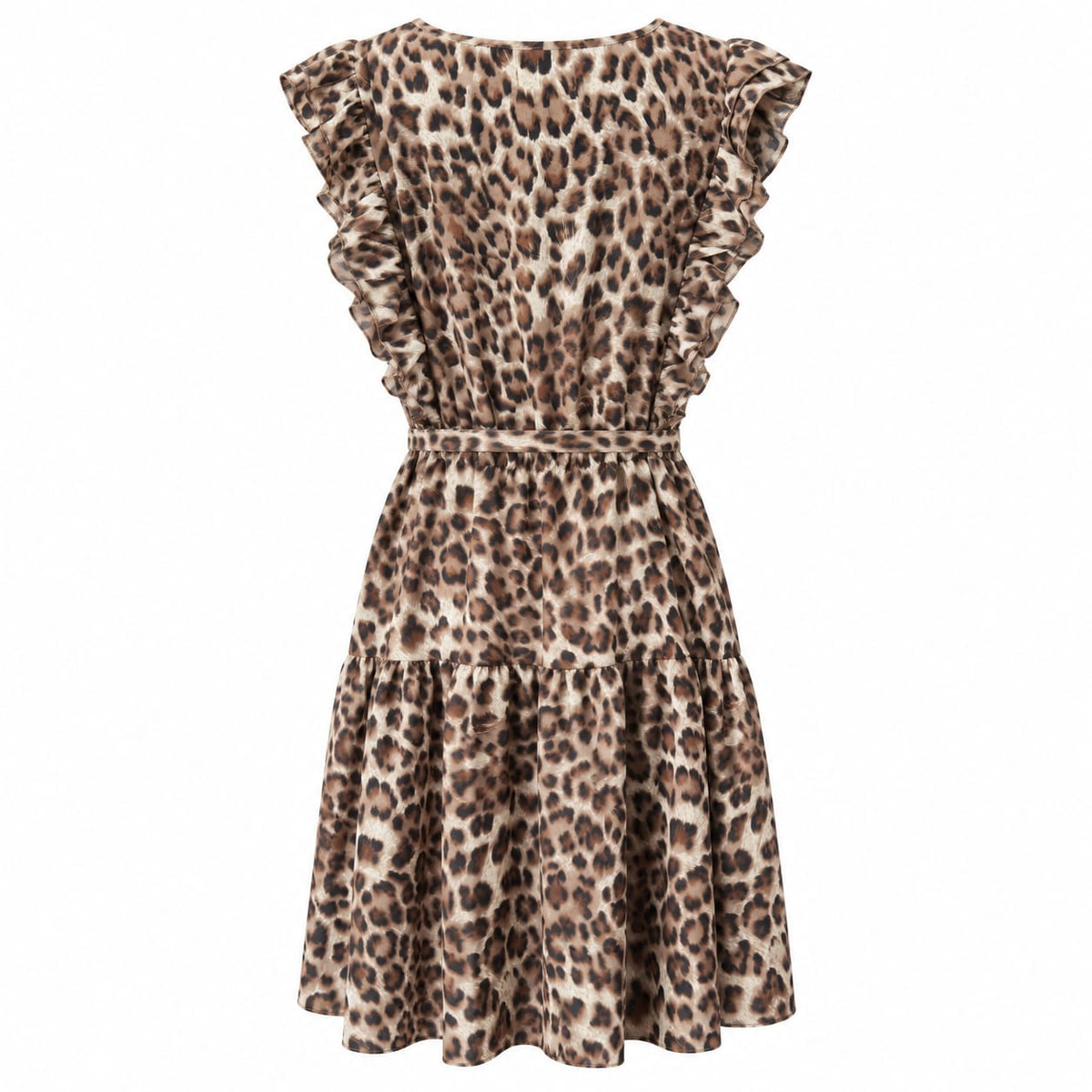 Rochie dama L animal print, cu volane si cordon - Lichidare stoc
