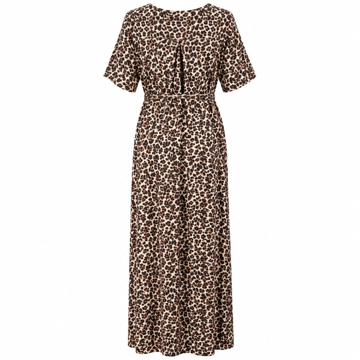 Rochie lunga dama animal print leopard cu cordon, 4XL - Lichidare stoc