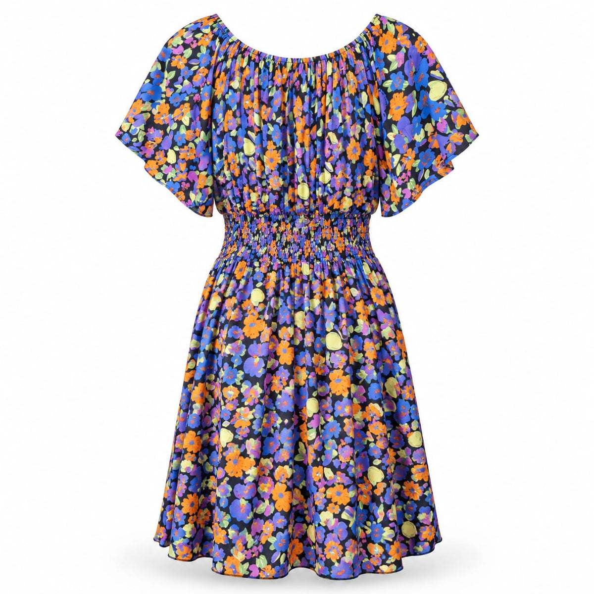 Rochie dama cu imprimeu floral si talie elastica, L/XL si 2XL/3XL - Lichidare stoc