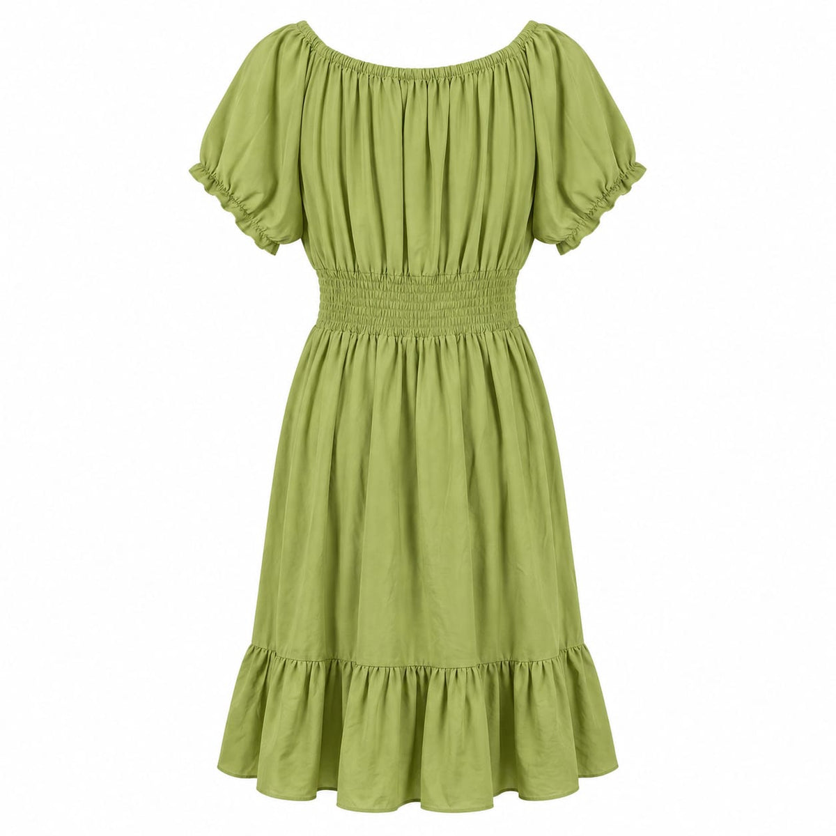 Rochie midi verde olive cu talie elastica, 3XL - Lichidare stoc