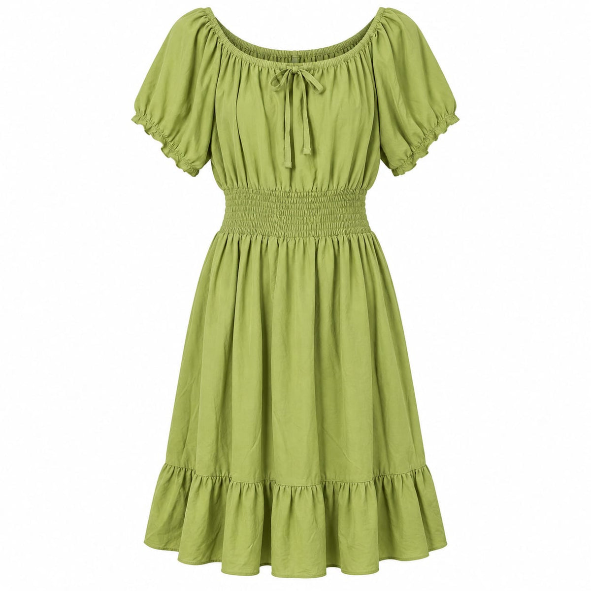 Rochie midi verde olive cu talie elastica, 3XL - Lichidare stoc