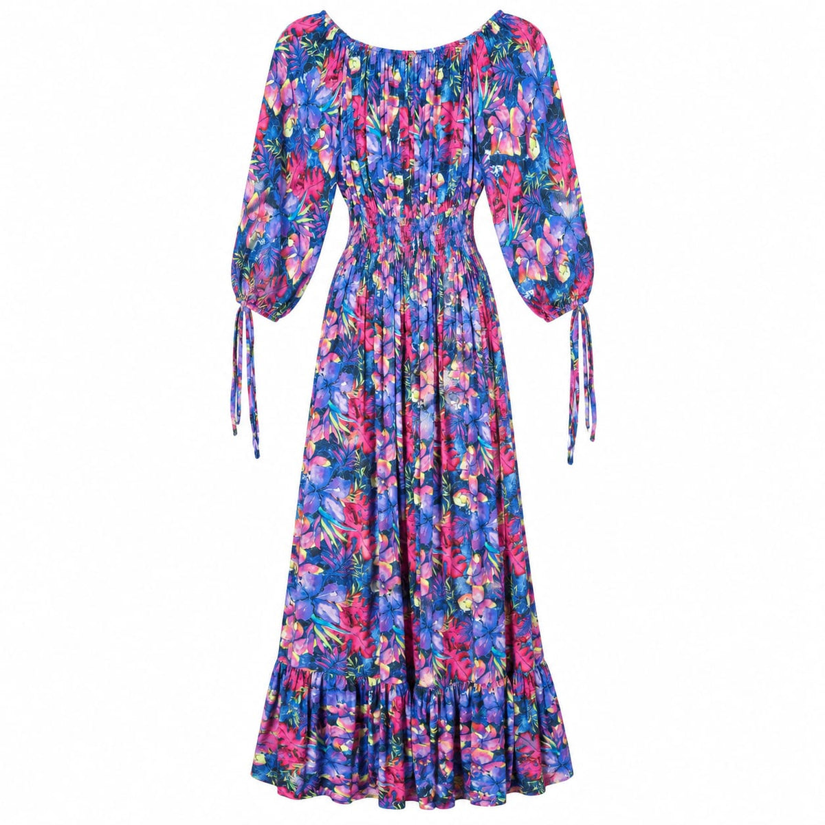 Rochie lunga florala multicolora, L/XL - Lichidare stoc