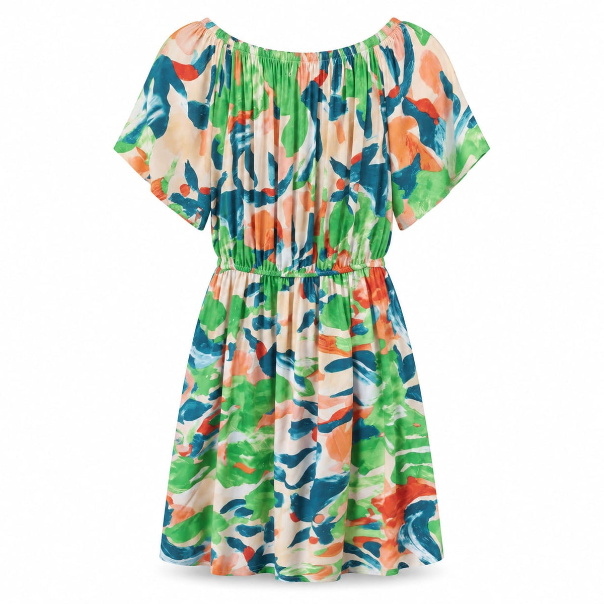 Rochie cu imprimeu abstract multicolor, XL - Lichidare stoc