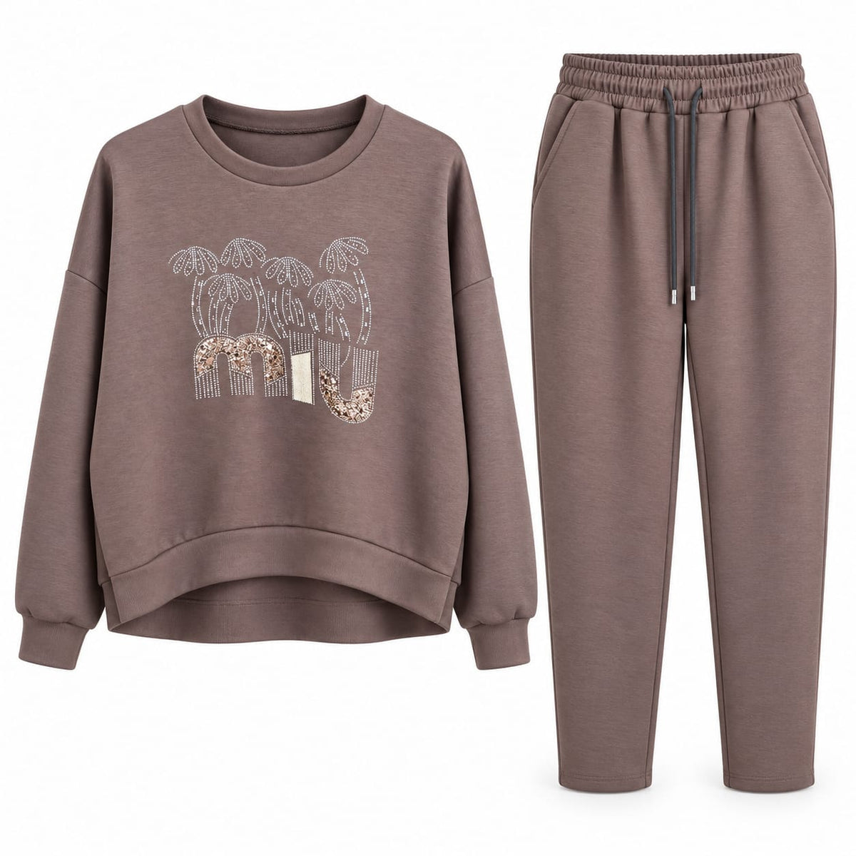 Trening dama maro taupe cu strasuri, marime universala