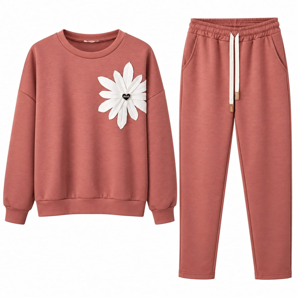 Trening dama caramiziu cu floare alba, marime universala