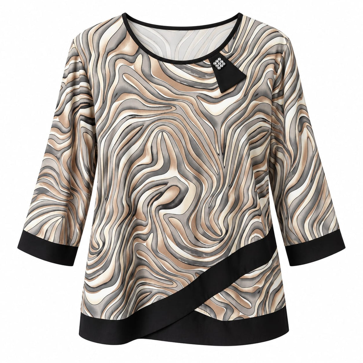 Bluza dama Prima cu imprimeu abstract, marimi XL, XXL, XXXL, XXXXL